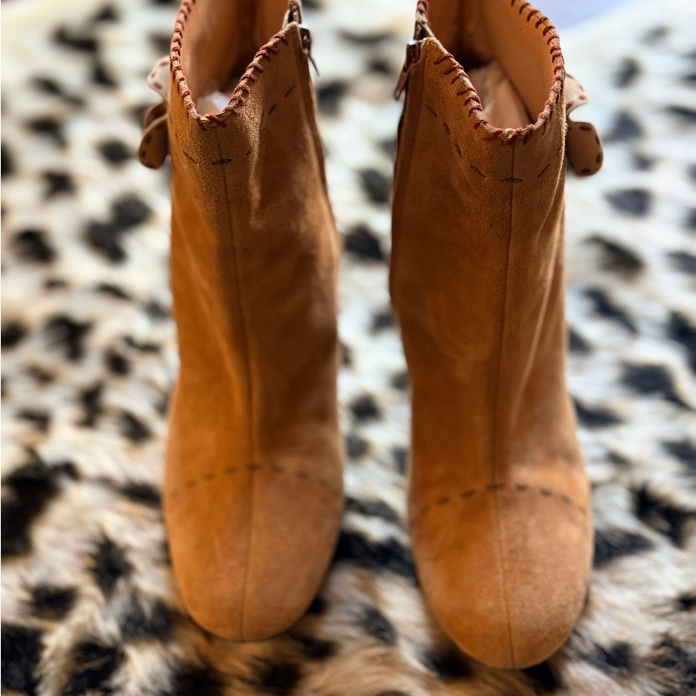 Tan Suede Boho Ankle Boots - Picture 5 of 6